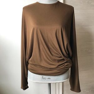 💥VINTAGE GIVENCHY  authentic-Silk Blend Jersey Drape Long Sleeve Top💥